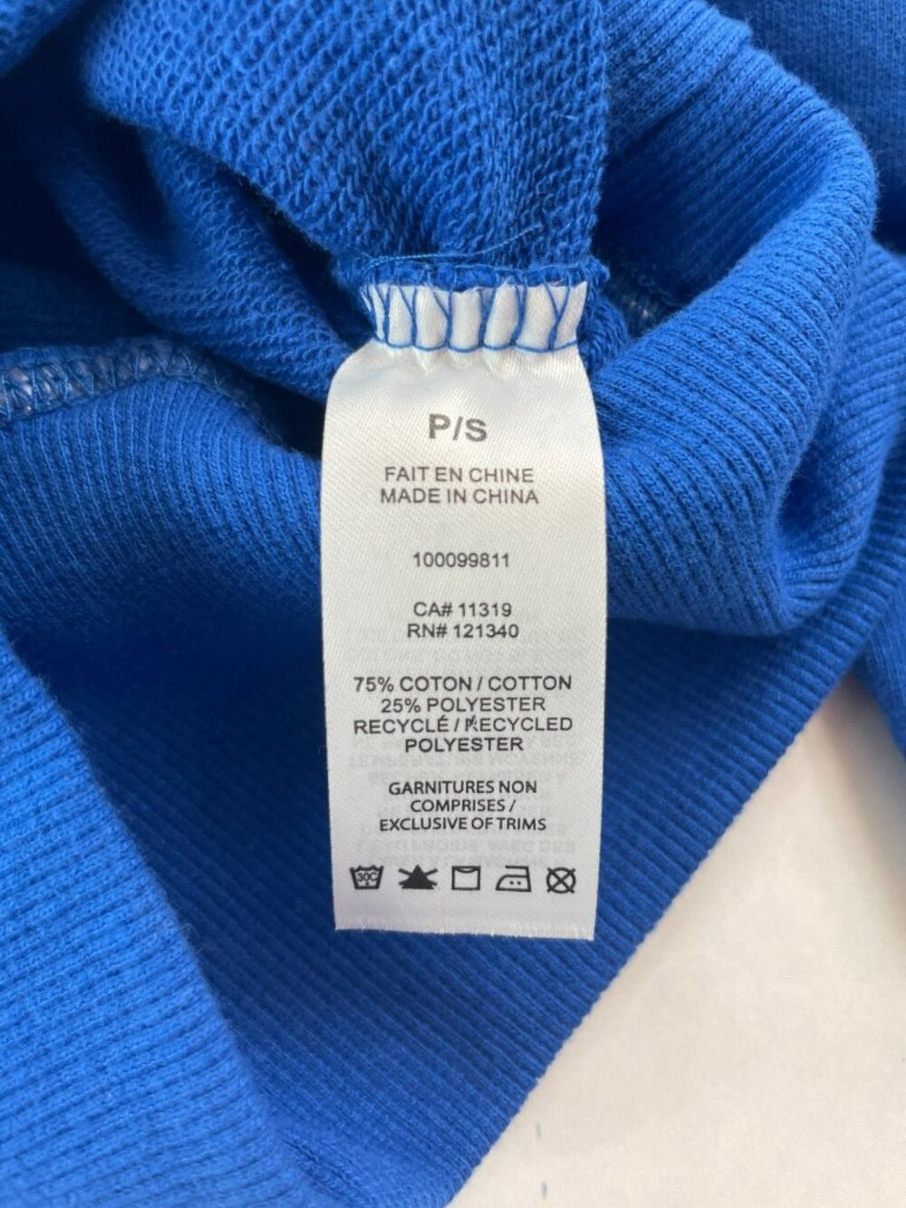 Garage Soft Terry Rib Off Shoulder Sweatshirt Electric Blue Wmn's Size S $60 NWT - Picture 5 of 7